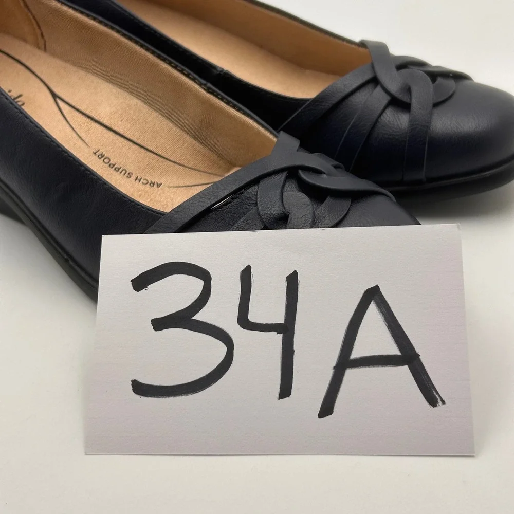LifeStride‎ Jorie Wedge Pumps Women 10W Navy Blue Knotted Comfort Career Classic